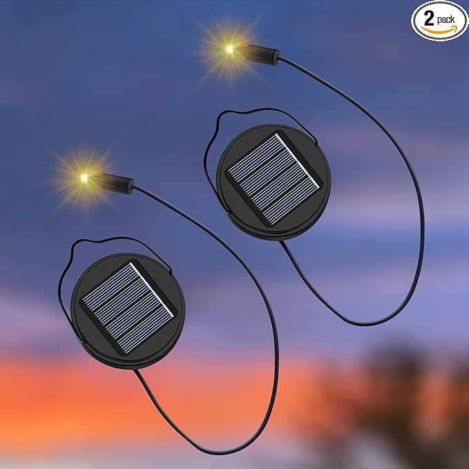 2Pack AA 600Mah Solar Lights Replacement Top for Outdoor Lantern Lights Waterproof for Garden, Yard,DIY Birthday Gifts Decorations-CasaMuseHome