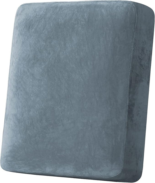 H.VERSAILTEX Velvet Stretch Couch Cushion Cover Plush Cushion Slipcover for Chair Cushion Furniture Protector Seat Cushion Sofa Cover (1 Piece Armchair Cushion Covers, Stone Blue)-CasaMuseHome