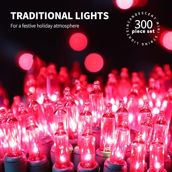 300LIGHTS(2*150L) Pink Extra-Bright with End Connectors Christmas Decorative Lights 19.44m UL Certified Mini String Light Set Waterproof for Home Garden Holiday Tree Party Patio Decor Wedding-CasaMuseHome
