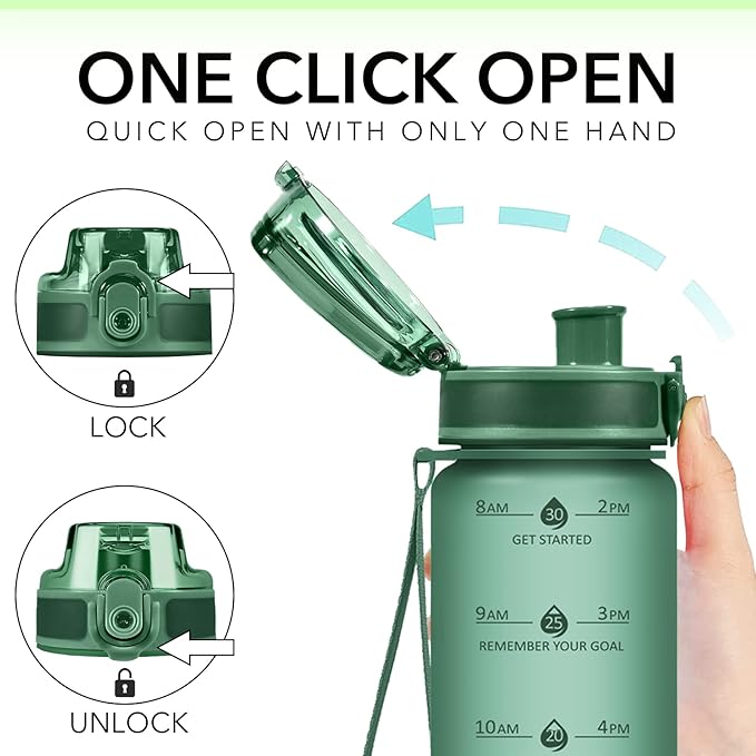 32oz Motivational Water Bottles with Time Marker & Fruit Strainer, Transparent Gradient Color Water Bottle with Times to Drink, Leakproof & BPA Free, Reusable Bottle with Strap (No Straw)-CasaMuseHome