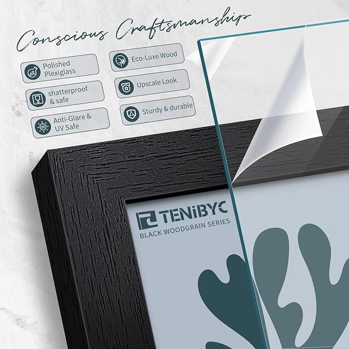 18x24 Poster Frame 3 Pack - Black Woodgrain, Solid Wood Gallery Picture Frame - Wall Hanging-CasaMuseHome