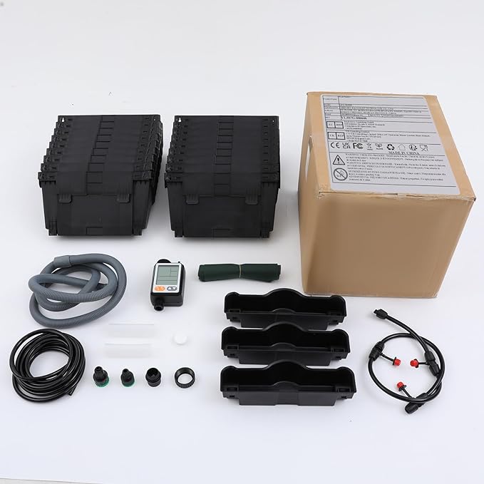 18 Pots Self-Watering Vertical Wall Planter, 39.4”L x 39.4”H Stackable Plastic Wall-Mounted Plant Grow Pots, Wall Hang Garden Planter Outdoor Indoor for Herbs Flowers Strawberries (Black)-CasaMuseHome