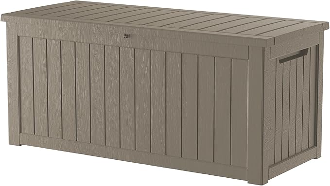 270 Gallon Outdoor Storage Box Patio Deck Box Waterproof, Resin Lockable Outside Large Storage Bin for Pool Cushion Furniture, Garden Tools UV-Resistant, Grey-CasaMuseHome
