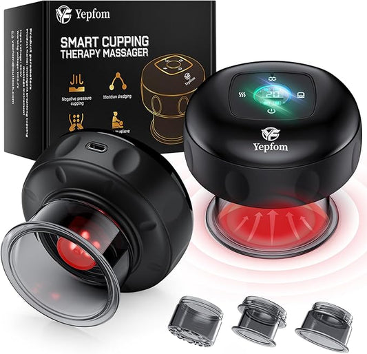 5-in-1 Smart Dynamic Cupping Set, 20 Levels Cupping Kit for Massage Therapy with Red Ligh-t Therapy&Heat Penetrates for Targeted Pain Relief, Knots, Aches, Muscle Soreness - 1Pcs(Black)-CasaMuseHome