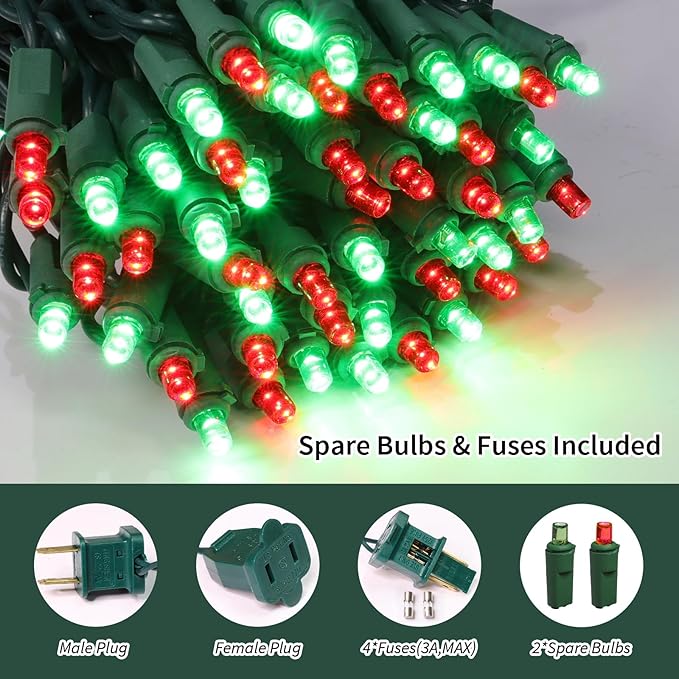 100 Count Red and Green - String Lights - 21.6FT LED Christmas Lights, Mini led Lights for Indoor Outdoor Home Holiday Party Wedding Independence Day Decoration-CasaMuseHome