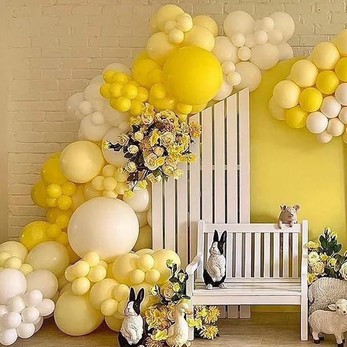 130pcs Pastel Yellow Balloons Different Sizes 18" 12" 10" 5" Light Yellow Latex Balloon Garland Arch Kit for Birthday Baby Shower Graduation Wedding Gender Reveal Party Decorations-CasaMuseHome