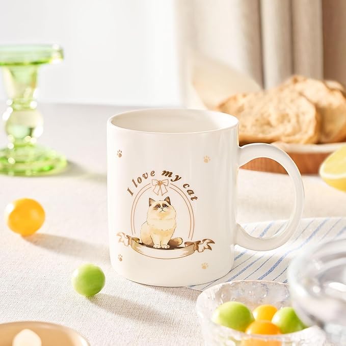12Oz Cute Ragdoll Cat White Ceramic Mug, Mug for Daily Coffee and Tea, Lead-free Microwave and Dishwasher Safe Coffee Mug, Perfect gifts for Cat Lovers-CasaMuseHome