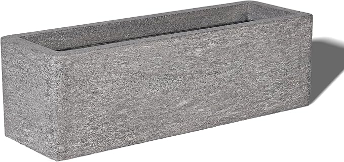24 Inch Rectangular Concrete Planter,Durable All-Weather Use with Drainage Holes,Large Rectangular Planter for Outdoor Indoor Plants-CasaMuseHome