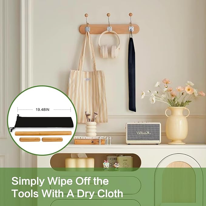 3PCS 100% Natural Solid Bamboo Massage Sticks,GuaSha Bamboo Massage Rollers for Back,Legs,Full Body,Deeply Deep Tissue Massage,Muscle Relax,Body Shaping,Portable Therapy Set(with Storage Bag)-CasaMuseHome