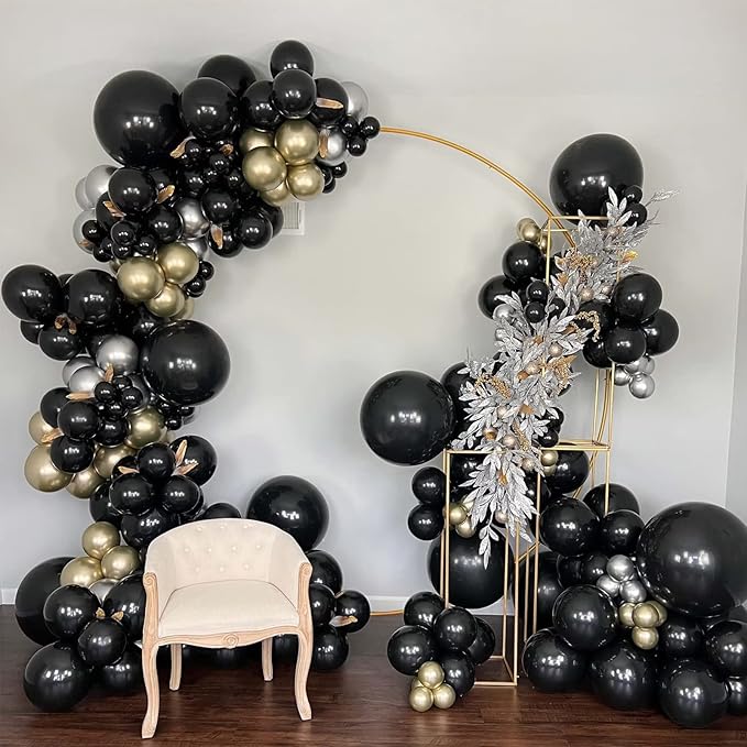 130pcs Black Balloons Different Sizes 18" 12" 10" 5" Party Latex Balloons for Birthday Graduation Baby Shower Anniversary New Year Holiday Party Decorations-CasaMuseHome