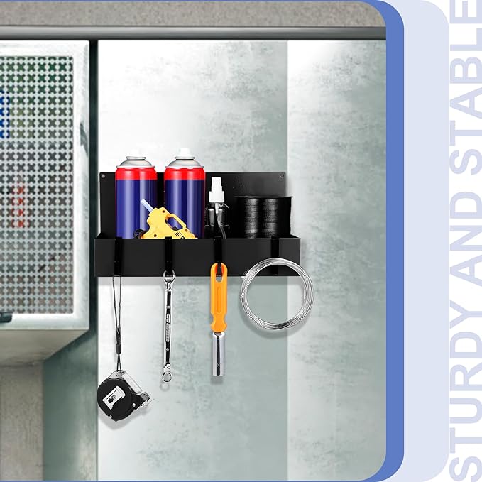 3 Pack Magnet Garage Organizer Magnetic Spice Rack for Refrigerator 20 lb Capacity Shelf Hanging Heavy Duty Magnetic Fridge Side for Organize Garage Tools(Black)-CasaMuseHome