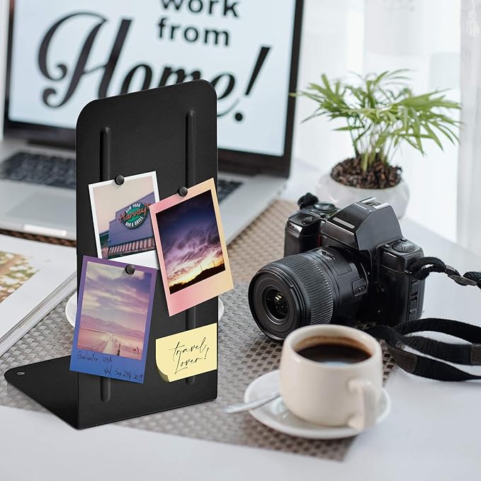 Acrimet Metal Bookends, Jumbo Size 9" H x 4" W x 4-1/2" D, Non-Skid Book Stand for Shelves, Heavy Duty Book Stopper, Black, 1 Pair-CasaMuseHome