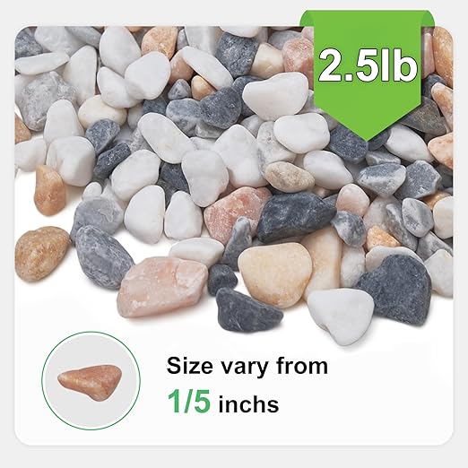 2.5 lbs Small Rocks for Plants, 1/5 Inch Pebbles for Indoor Plants, Natural Decorative Pea Gravel for Aquarium, Fish Tank, Terrarium, Succulents, Bamboo Plants, Vases, Cactus, Crafts-CasaMuseHome