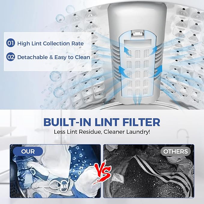 20Lbs Portable Washing Machine Nictemaw Portable Washer, 2.8 Cu.ft Washer and Dryer Combo with Drain Pump, 10 Programs 8 Water Level Compact Laundry Washer for Home, Apartment, RV, Dorms-CasaMuseHome