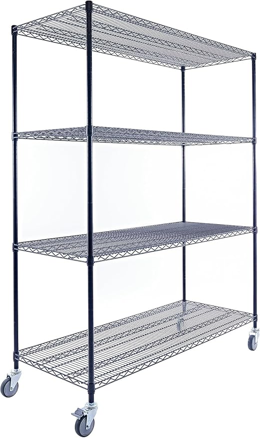 60"x24"x72" Premium Metal Steel 4-Tier Wire Shelving NSF 3200 LBS MAX Capacity Heavy Duty Storage Rack for Hospitals, Schools, Commercial Spaces, and Garages w/Premium Wheels-CasaMuseHome