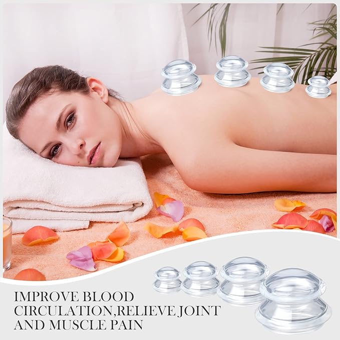 16 Pcs Silicone Cupping Therapy Set Anti Cellulite Cup Vacuum Suction Massage Cup Silicone Cupping Therapy Set for Cellulite Reduction Myofascial Release Massage Therapist Home Use (Clear)-CasaMuseHome