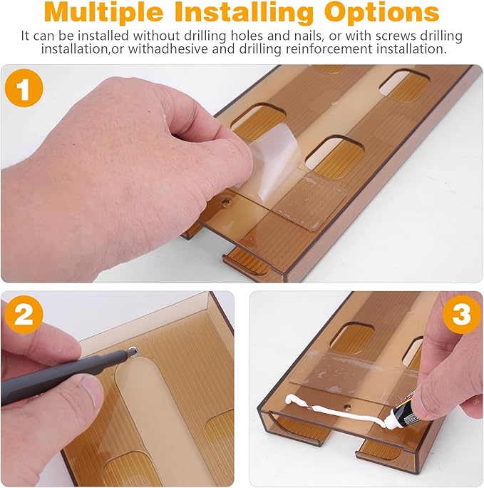 4 Pcs Wine Glass Holder Under Cabinet,Plastic Stemware Rack Punch-free Hanger Under Counter for Bar,Kitchen and Restaurant(Brown)-CasaMuseHome