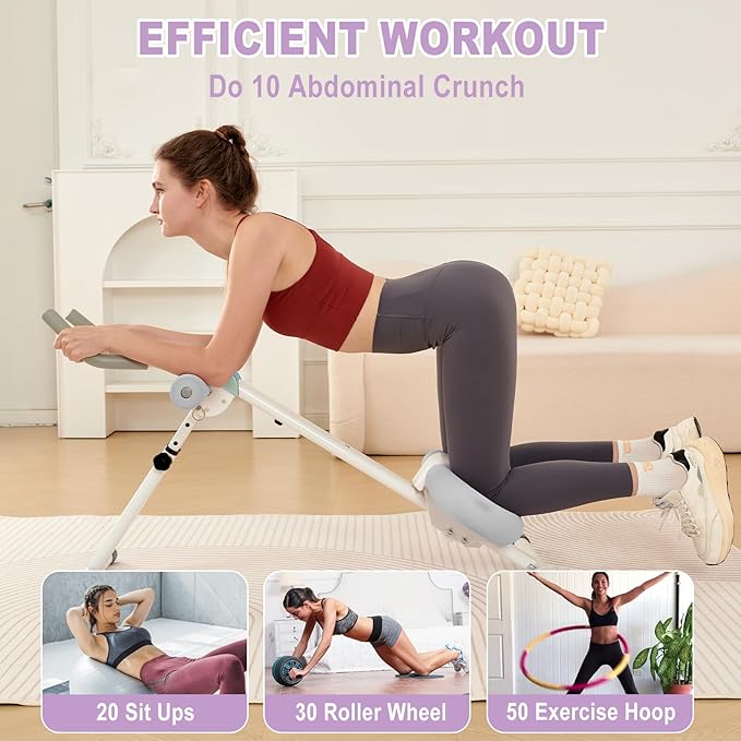 Ab Workout Equipment Abdominal Trainer, Adjustable Ab Machine at Home Gym, Foldable Abdominal Exercise Machine, Core & Ab Trainer Machine for Stomach Workout with LCD Monitor-CasaMuseHome