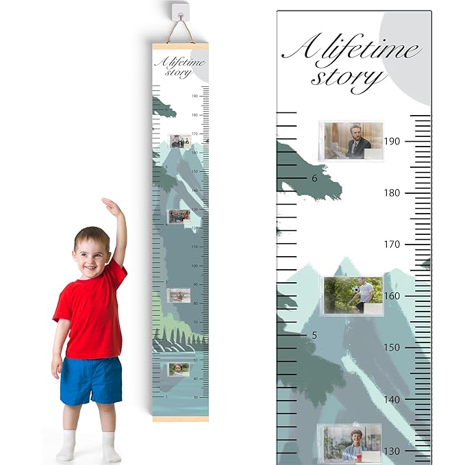 A Lifetime Story Growth Chart for Wall - Personalized for Photos, Photo Stickers, and Memory Album Feature - Height Chart for Kids - Child Height Wall Chart - Height Measurement for Wall-CasaMuseHome