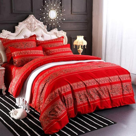 ABREEZE Twin Duvet Covers, Bohemian Retro Bedding Set, Coloful Mandala Down Comforter Cover, Boho Floral Style Quilt Cover, 100% Brushed Cotton, 1 Duvet Cover and 2 Pillow Shams,Red-CasaMuseHome