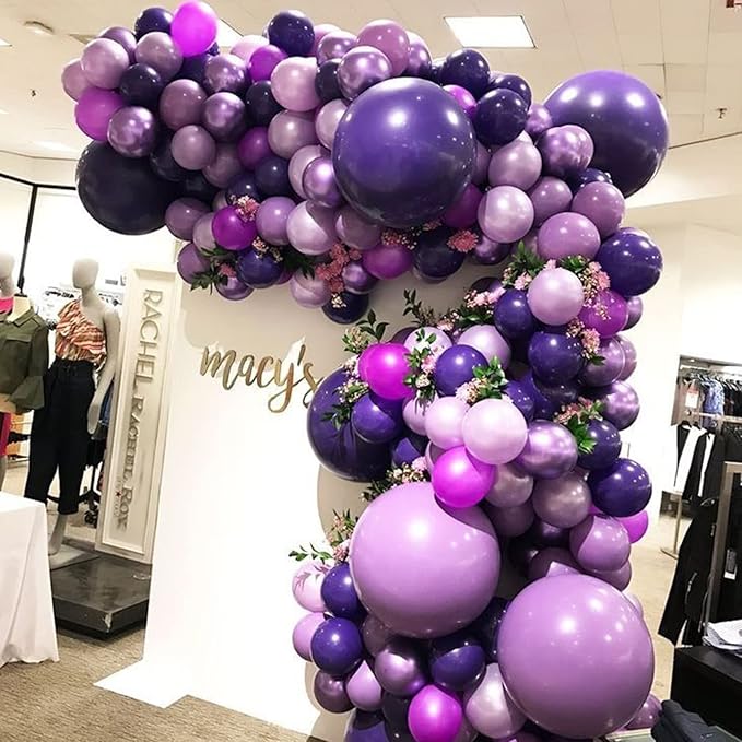 130pcs Purple Balloons Different Sizes 18" 12" 10" 5" Party Latex Balloons for Birthday Baby Shower Halloween Wedding Valentine's Day Party Bachelorette Decorations-CasaMuseHome