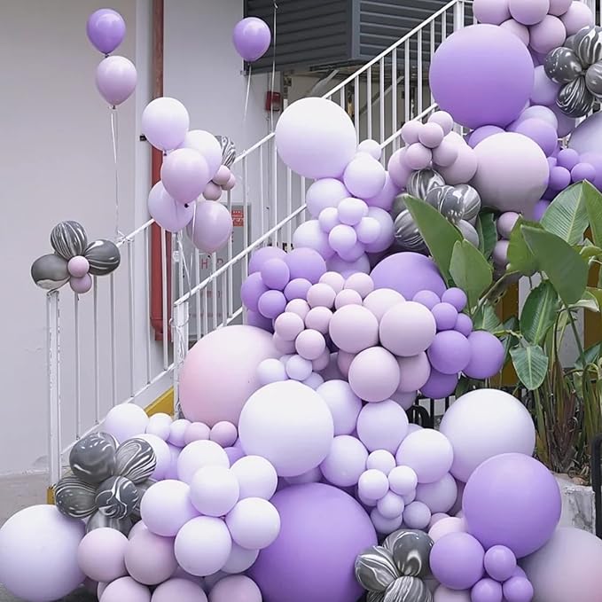 130pcs Pastel Purple Balloons Different Sizes 18" 12" 10" 5" Light Purple Latex Balloon Garland Arch Kit for Birthday Baby Shower Graduation Wedding Gender Reveal Party Decorations-CasaMuseHome