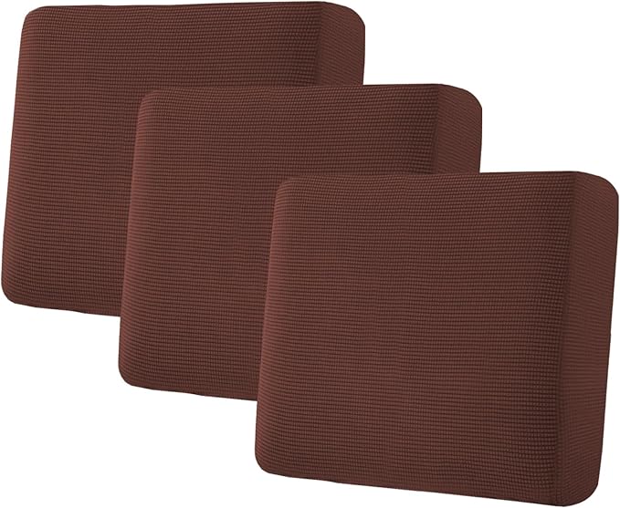 H.VERSAILTEX Super Stretch Individual Seat Cushion Covers Sofa Covers Couch Covers Slipcover Sets Thick Jacquard Textured Twill Fabric (3 Piece XL Sofa Cushion Covers, Burnt Brick)-CasaMuseHome