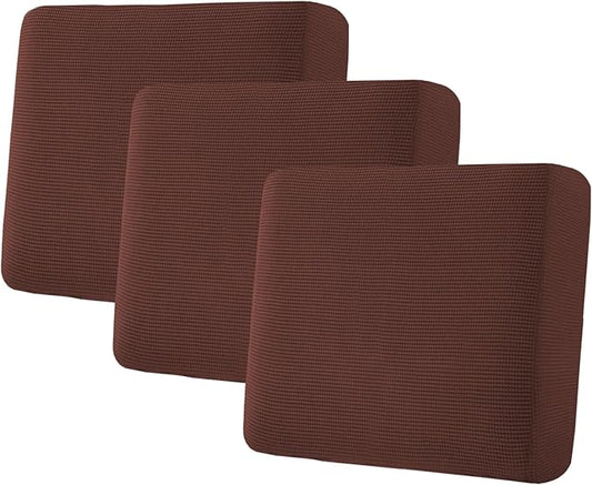 H.VERSAILTEX Super Stretch Individual Seat Cushion Covers Sofa Covers Couch Covers Slipcover Sets Thick Jacquard Textured Twill Fabric (3 Piece XL Sofa Cushion Covers, Burnt Brick)-CasaMuseHome