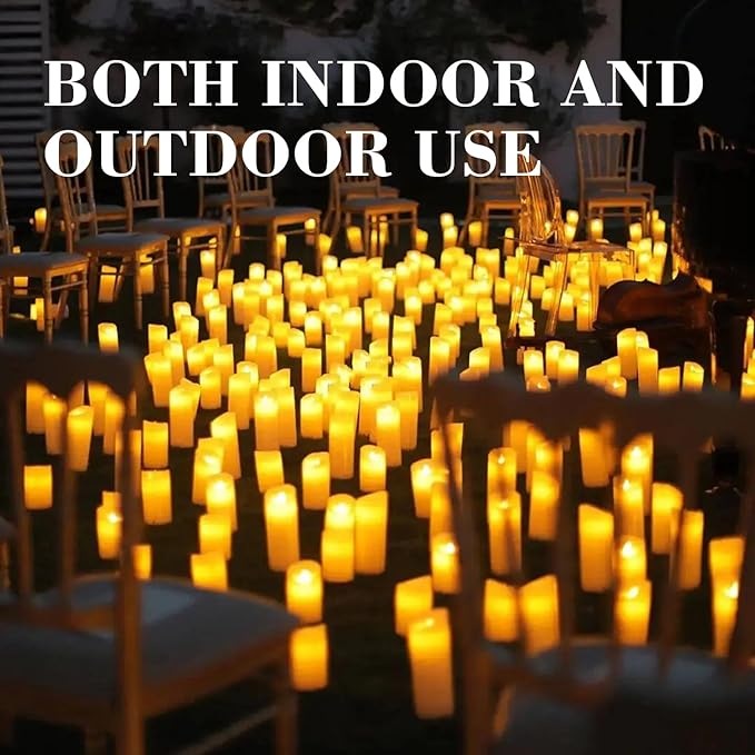 72-Pack Realistic Flameless LED Candle, Battery Operated with Remote Control, 3D Flame Pillar Timer Funtion Melted Top Safe,Perfect for Indoor/Outdoor Decor,Wedding,BBQ and Gift.-CasaMuseHome