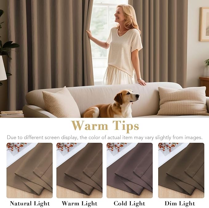 H.VERSAILTEX Thermal Insulated Blackout Window Panels Microfiber Formaldehyde-Free Kids Curtains for Holiday Season Home Decoration,Grommet Top,52 by 96 - Inch - Macchiato - Set of 2-CasaMuseHome