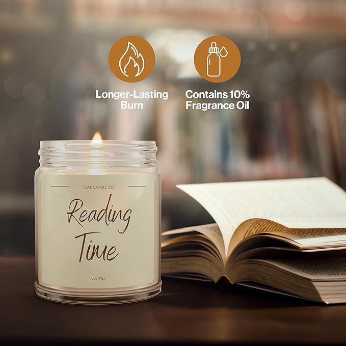 1OAK Vanilla Soy Candles - Reading Candle - Gifts for Readers - Cool Gifts for Book Lovers Women - Book Themed-CasaMuseHome