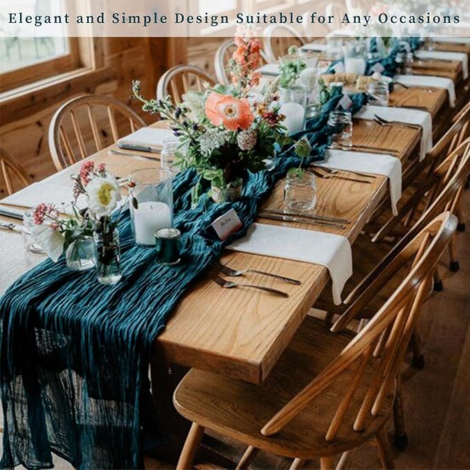 20 Pack Teal 10FT Cheesecloth Table Runner Rustic Gauze Cheese Cloth Table Runner for Wedding Bridal Baby Shower Table Decorations Boho Fabric Sheer Birthday Party Table Decor 20 x 120 Inch Long-CasaMuseHome