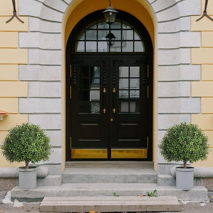 2 Pack 24.5inch Artificial Topiary Ball Plants, Faux Boxwood Ball in Pot, Fake Outdoor Plant for Front Door Decor, Home Decor, Garden, Wedding Decor-CasaMuseHome