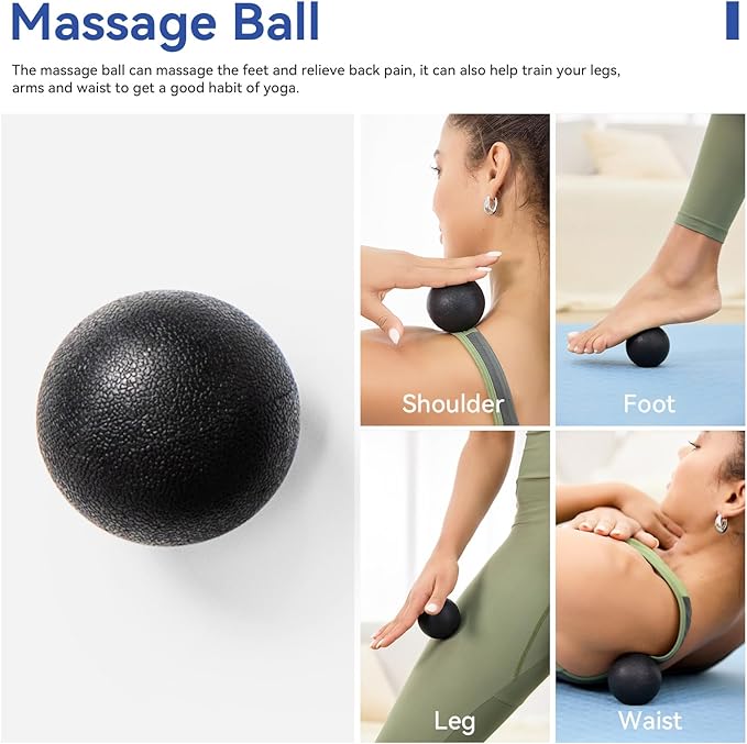 5 in 1 Foam Roller Set, High Density Foam Roller, Muscle Roller Stick, Massage Ball, Resistance Band for Physical Therapy & Deep Tissue Muscle Massage (Black)-CasaMuseHome