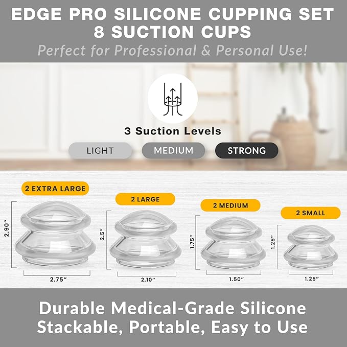 8 Edge Cups Silicone Cupping Therapy Set Professional Massage Cupping Cups for Cupping Therapy Cupping Kit for Massage, Myofascial Release, Cellulite Reduction (Lure Clear)-CasaMuseHome