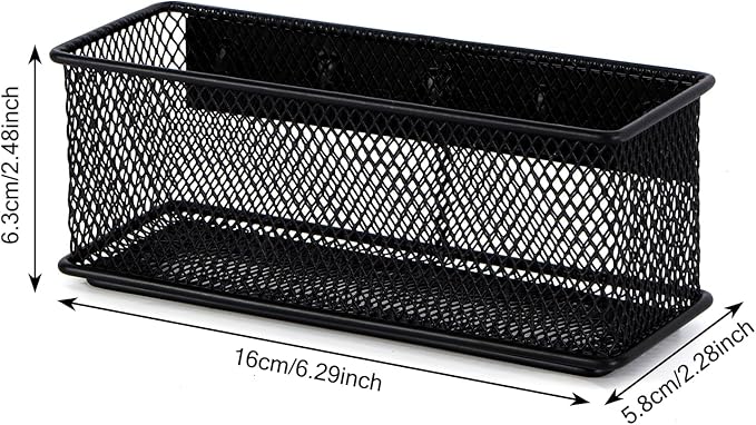 6.29'' × 2.28'' × 2.48 Black Magnetic Basket for Refrigerator Magnetic Organizer Holder Locker Organizer for Home Office Accessories Magnetic Basket for Whiteboard,Set of 4-CasaMuseHome