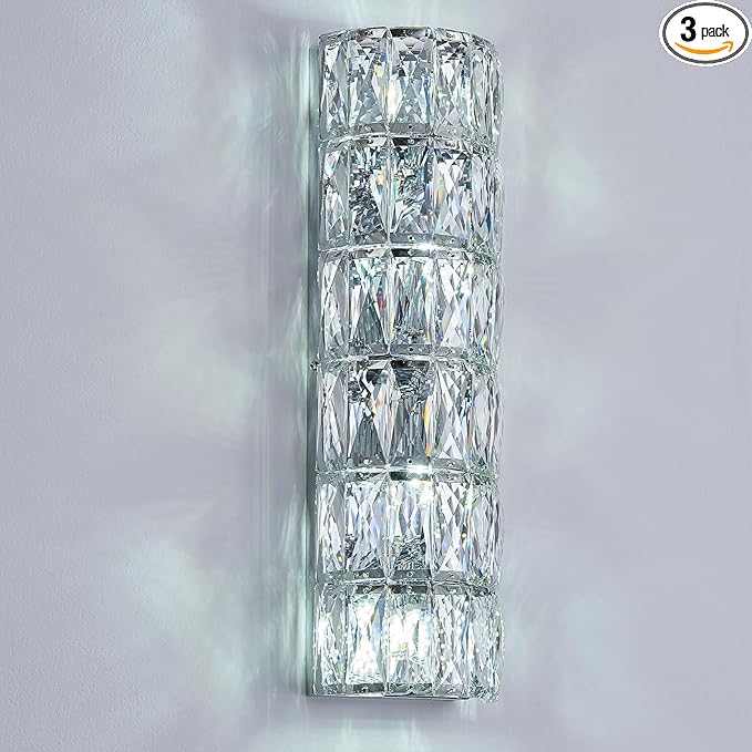 6 Layer Chrome Crystal Wall Sconce, Modern Wall Lamp Light Fixture for Bathroom Vanity, Stairway, Kitchen, Living Room, Bedroom, Hallway-CasaMuseHome