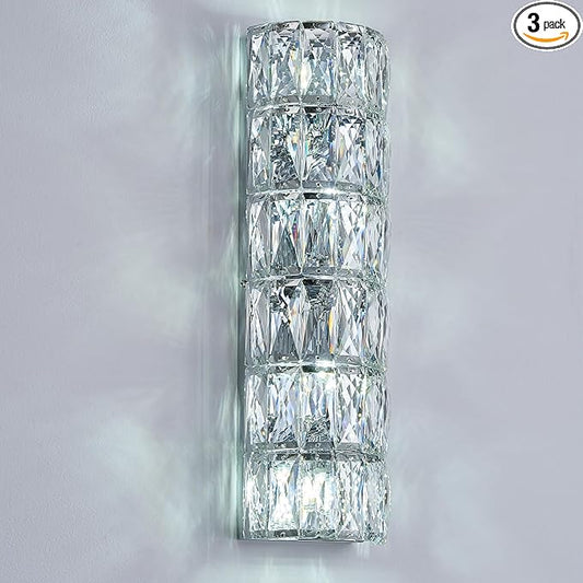6 Layer Chrome Crystal Wall Sconce, Modern Wall Lamp Light Fixture for Bathroom Vanity, Stairway, Kitchen, Living Room, Bedroom, Hallway-CasaMuseHome