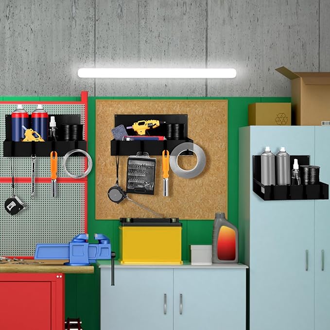 3 Pack Magnet Garage Organizer Magnetic Spice Rack for Refrigerator 20 lb Capacity Shelf Hanging Heavy Duty Magnetic Fridge Side for Organize Garage Tools(Black)-CasaMuseHome