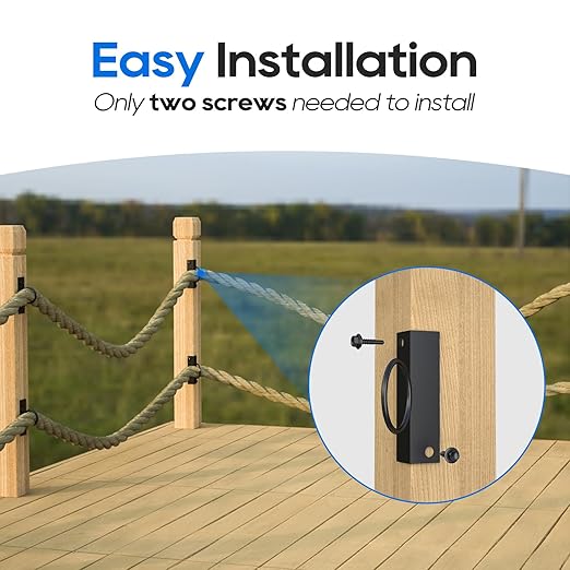 4Pack 2inch Rope Support Holder for Corner Post Drop Ring Brackets Stainless Steel Decorative for Hemp Rope Fencing Stair Deck Railing Ceiling Hook-CasaMuseHome