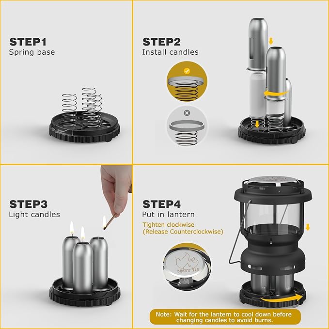 3-Wick Emergency Candle Lantern for Power Outages [18H+ Burning Time] Vintage Decorative Candle Lantern for Real Candles, Outdoor Portable Camping Survival Lighting [7.1"*5.7" - Matte Black]-CasaMuseHome