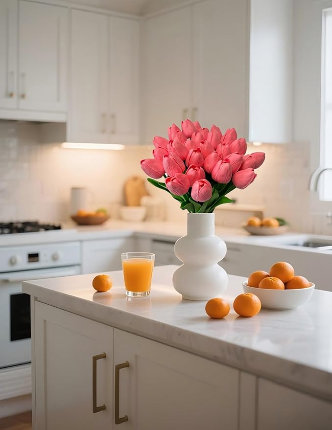 15 Pcs Artificial Tulip PU Fake Flower Realistic Touch Spring Summer Fake Flowers for Home Decor Outdoor Garden Parties and Wedding-CasaMuseHome