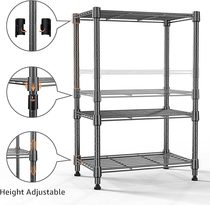 450 lbs Steel Storage Shelving 3-Tier Utility Shelving Unit Steel Organizer Wire Rack for Home,Kitchen,Office (11.8" D x 17.7" W x 26.3" H)-CasaMuseHome