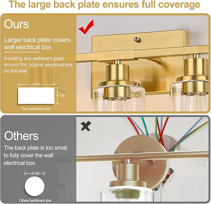 5-Light Bathroom Vanity Light with Clear Glass Shades, Brushed Gold Bathroom Light Fixtures Over Mirror, Modern Vanity Light for Mirror Living Room Cabinet Bedroom Porch-CasaMuseHome