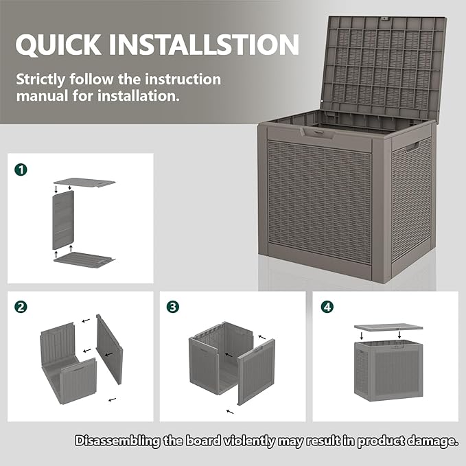 31 Gallon Deck Box, Resin Outdoor Storage Box, Waterproof and UV Resistant Deck Box, Lightweight Storage Box for Garden Tools, Pool Supplies-CasaMuseHome