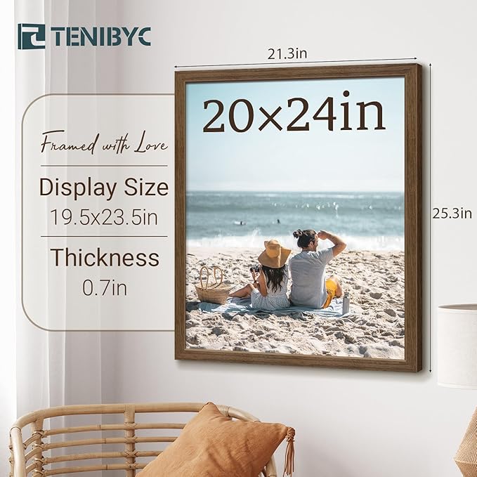 20x24 Poster Frame 3 Pack - Brown Woodgrain, Wood Picture Frame, Wall Gallery Frame - Wall Hanging-CasaMuseHome