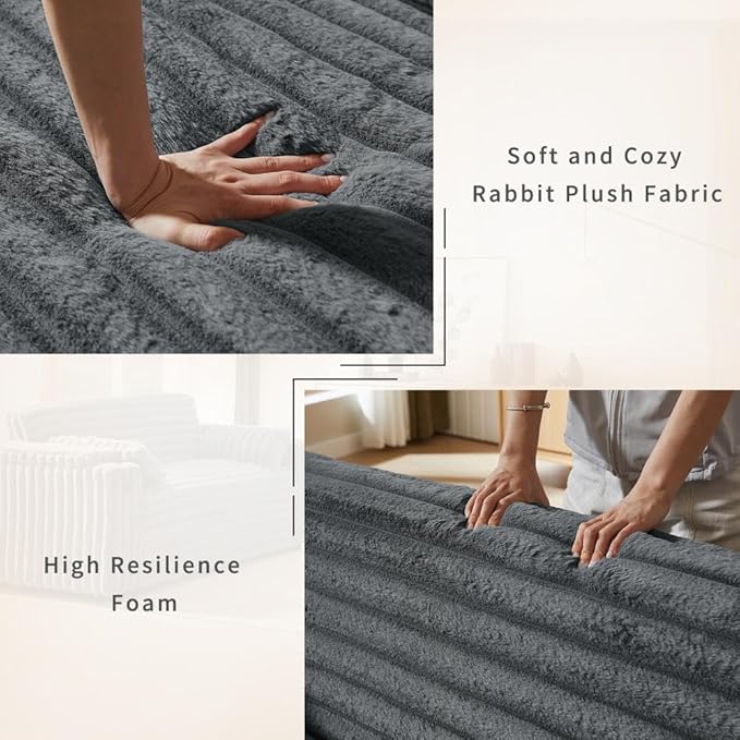 68.11" Corduroy Convertible Sofa Bed with USB Charging Port, Foldable Sleeper Chair with Pillows & Armrests, 3-in-1 Floor Couch for Living Room, Bedroom, Guest Room – Dark Gray-CasaMuseHome