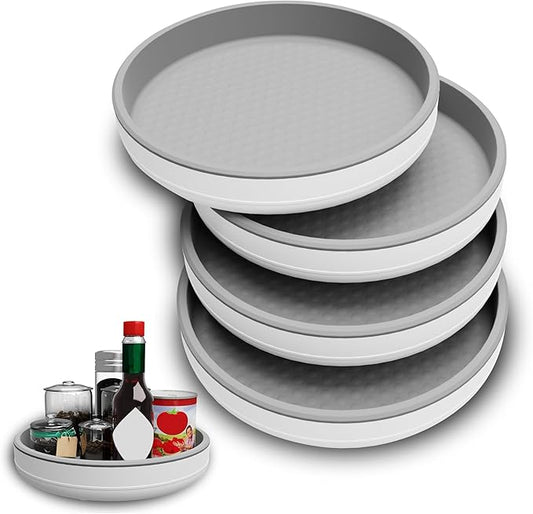 4 Pack 10 Inch Non-Skid Lazy Susan Turntable Organizers - Spinning Rack for Pantry Organization and Storage, Kitchen, Cabinet, Fridge, Bathroom Vanity, Countertop, Under Sink Organizing, Spice Rack-CasaMuseHome