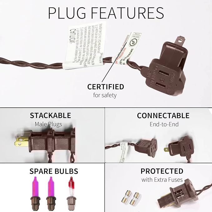 100LIGHTS Purple Extra-Bright with End Connectors Halloween Decorative Lights 5.98m UL Certified Mini String Light Set Waterproof for Halloween Home Garden Christmas Tree Party Patio Wedding-CasaMuseHome