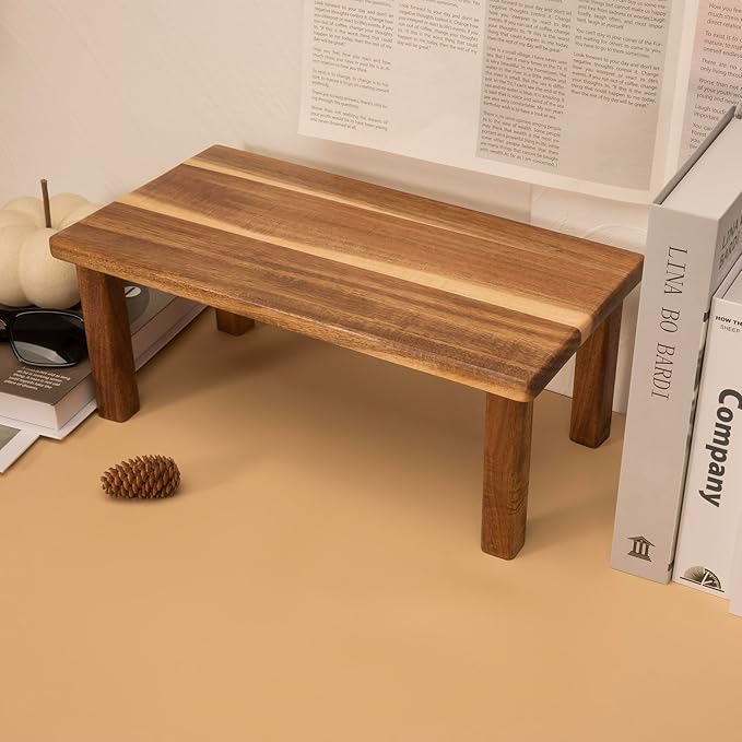 Acacia Wooden Desktop Organizer Shelf Kitchen Cabinet and Counter Riser Display Shelf for Top of Desk Home Office Bathroom Coffee Table Display Stand-CasaMuseHome
